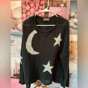 WOODEN SHIPS SWEATER NAVY WITH STAR AND MOON